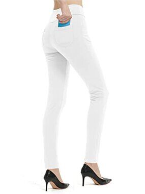 Yoga Dress Pants Skinny Leg High Waist Pull On Stretch Work Pants with Pockets